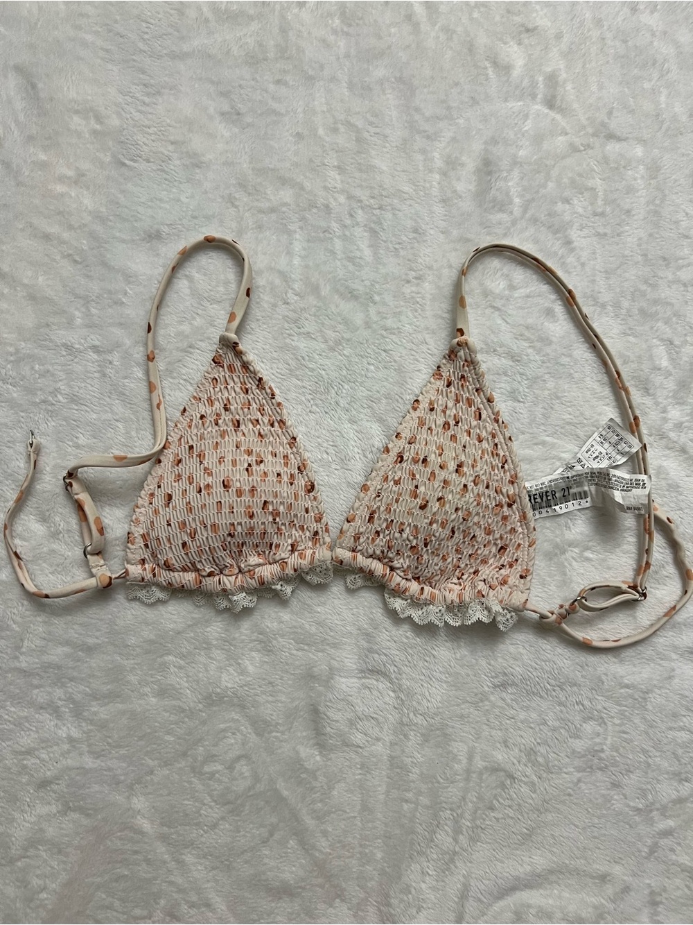 Forever 21 Peach Crochet Triangle Bikini Top